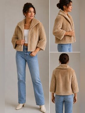 Vintage Frost Brothers Luxurious Cream Faux Fur Coat